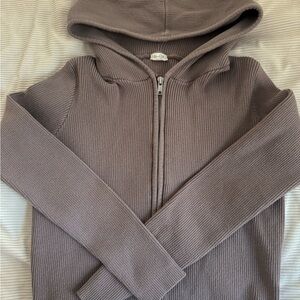 Brandy Melville Zip Up Ribbed Sweater
